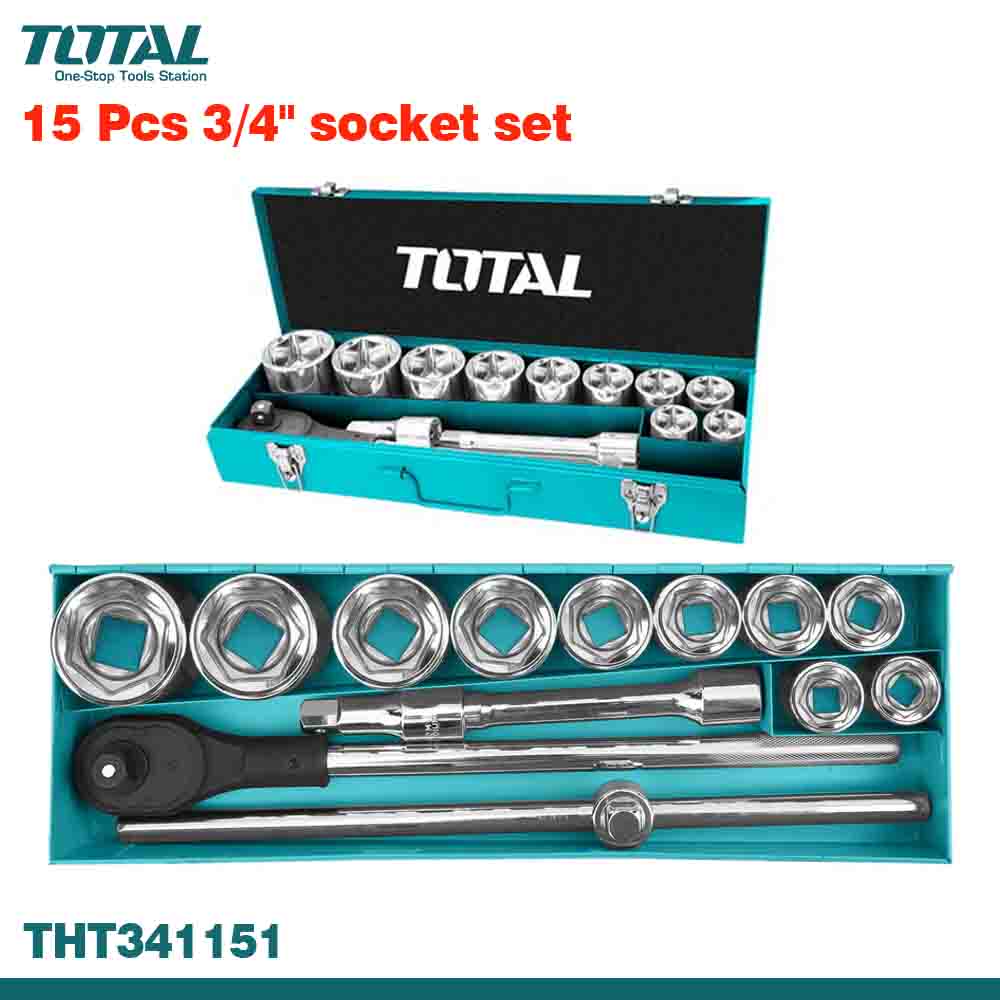 TOTAL 15PCS 3/4" Heavy-Duty Socket Set