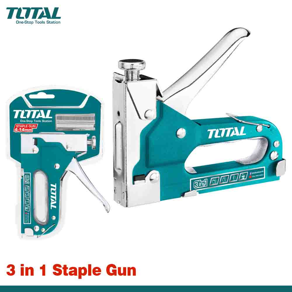 TOTAL Professional 3-in-1 Staple Gun - Staples, U-Staples & Brad Nails