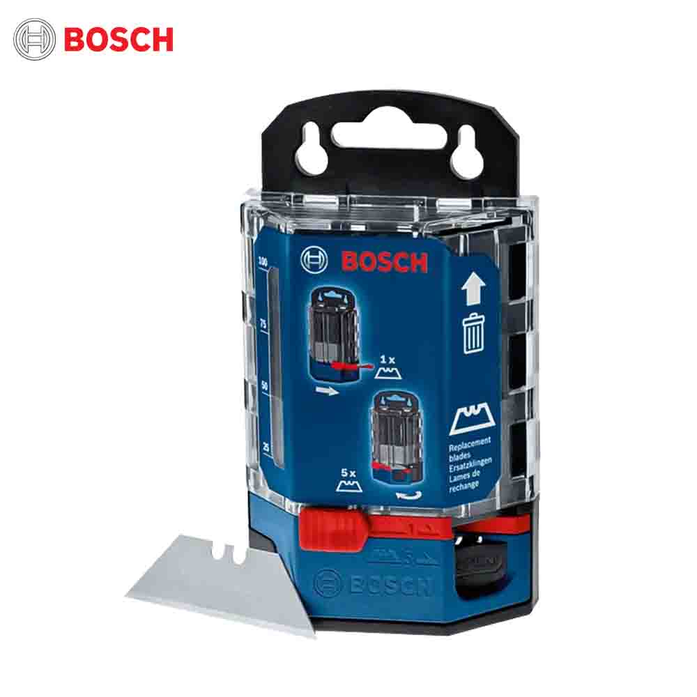 Bosch tool packaging with clear lid showing tool inside on a white background
