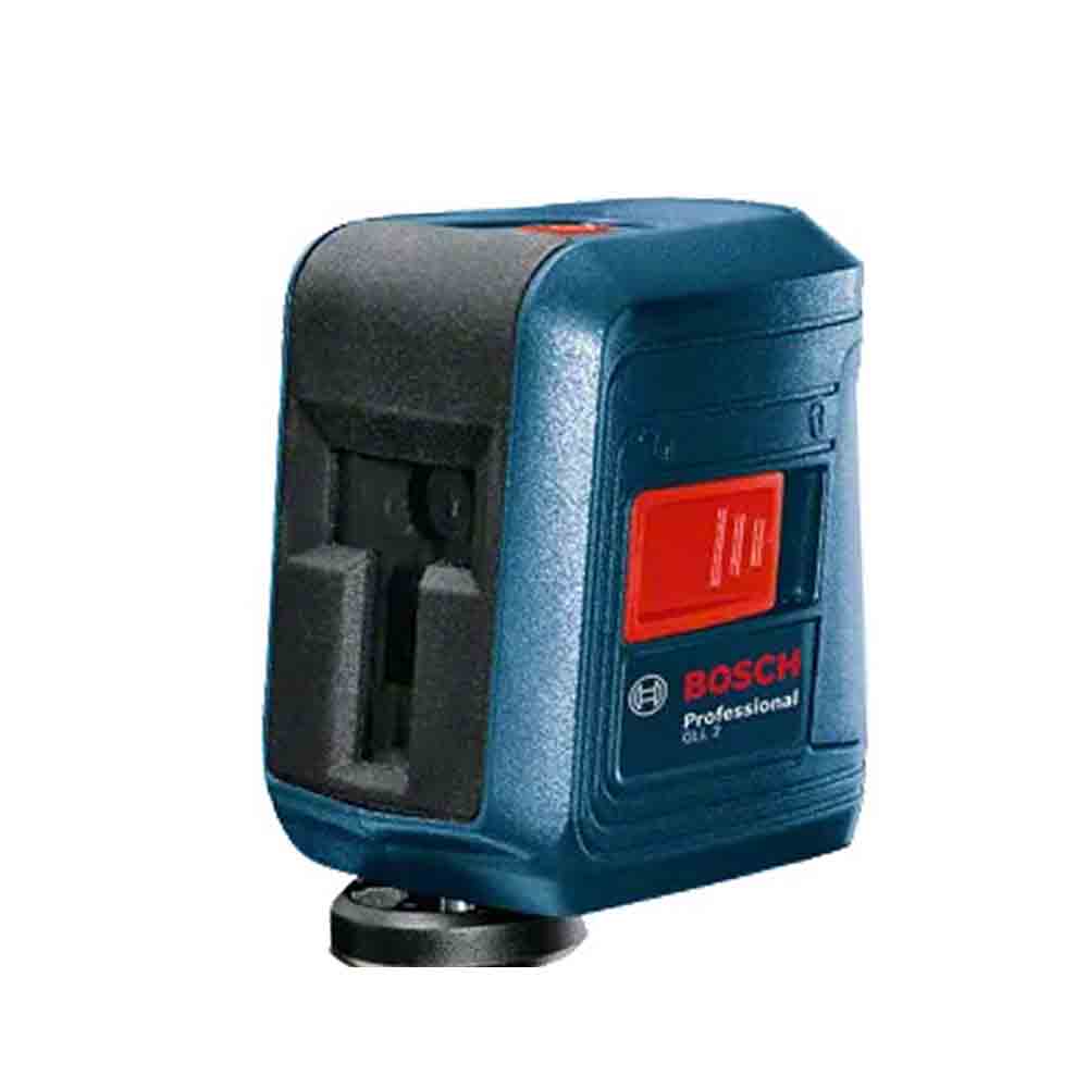A compact Bosch laser level in blue and gray with a red detailing, tripod thread visible on the side, labeled 'Professional'.