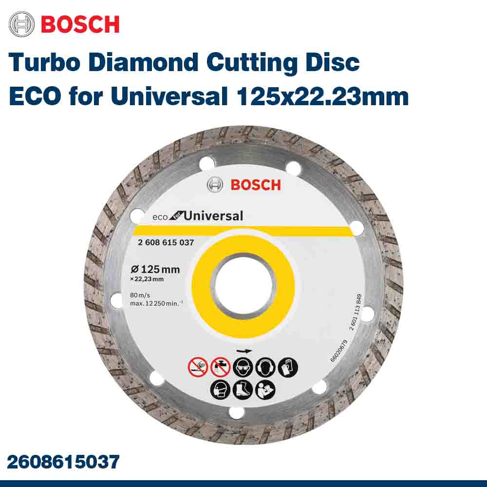 Bosch Turbo Diamond Cutting Disc ECO for Universal 125x22.23mm on a white background