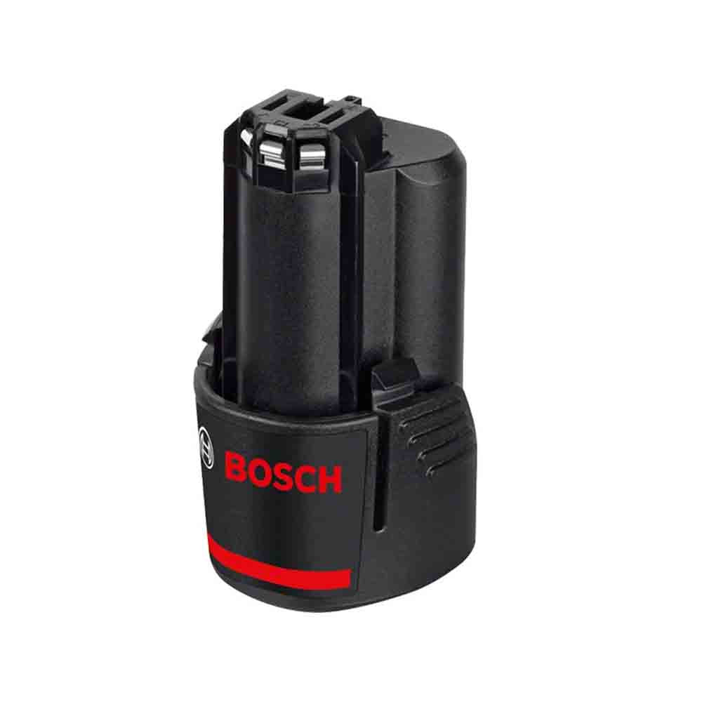 Bosch GBA 12V 2.0Ah rechargeable battery for tools, black with brand logo in red and white