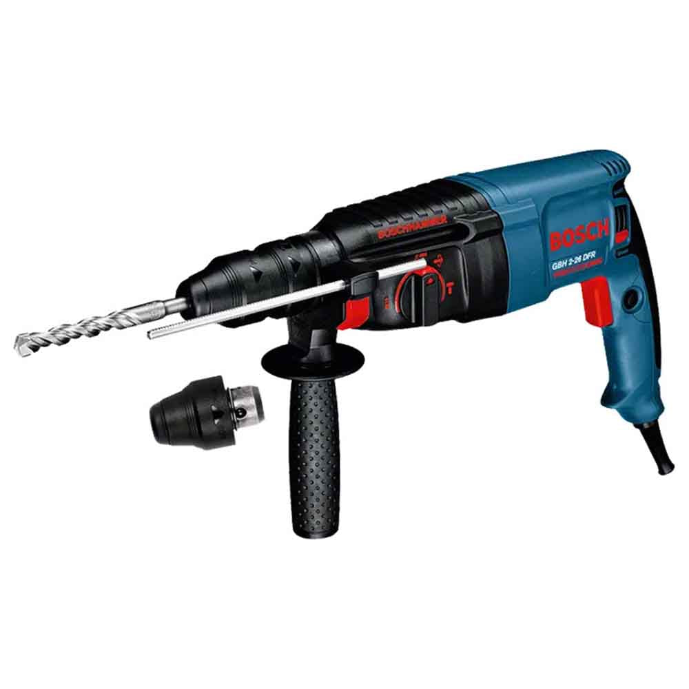 0 611 254 7P0  Bosch GBH 2-26 DFR Rotary Hammer with SDS Plus 800W, predominantly blue and black in color with red accents.