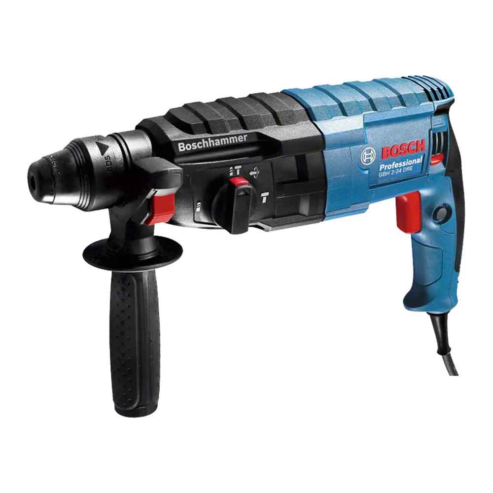 Bosch GBH 2-24 DRE Rotary Hammer with SDS Plus 790W, predominantly blue and black in color with red accents.