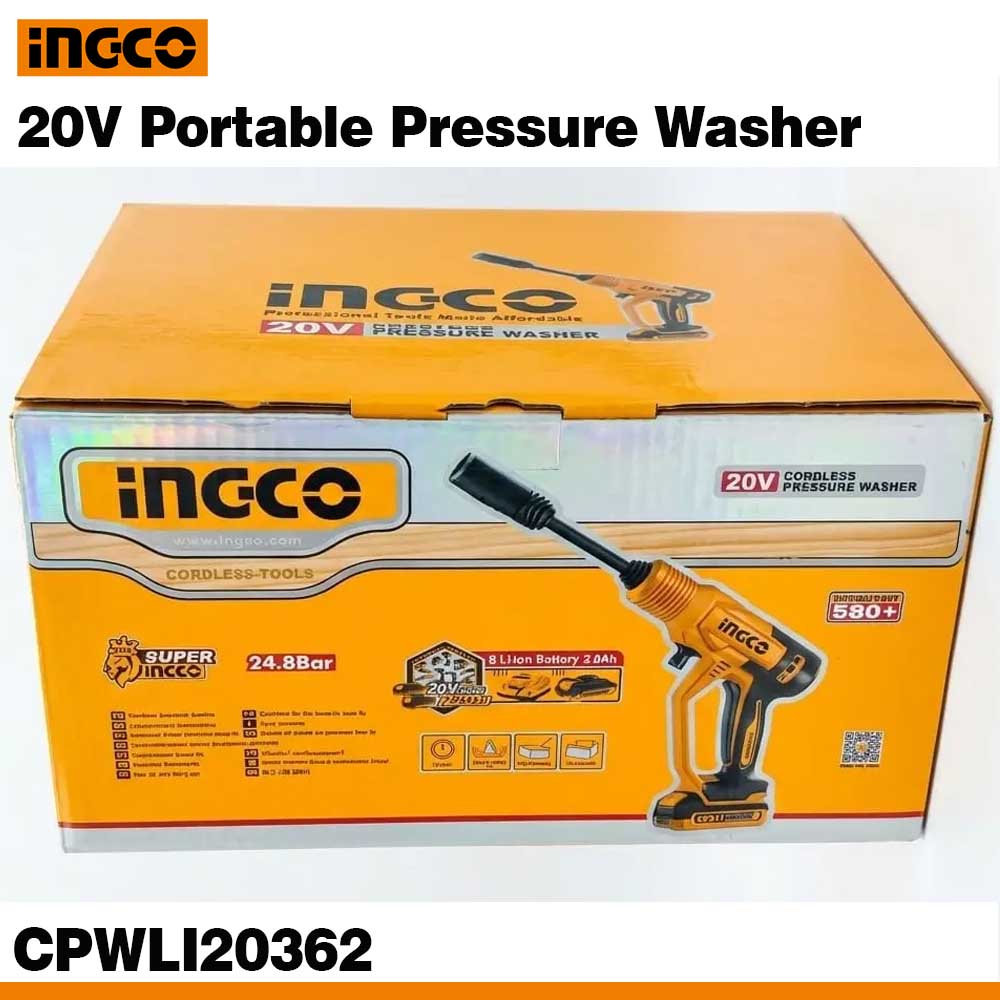 INGCO CPWLI20362 Cordless Pressure Washer 20V with Battery & Charger