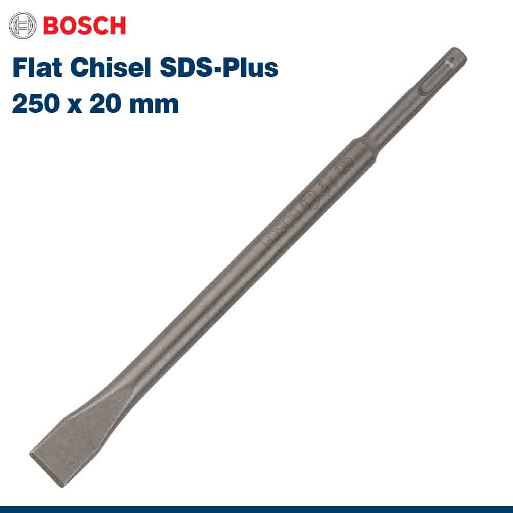 Bosch Flat Chisel SDS-Plus with dimensions 250 x 20 mm on a white background