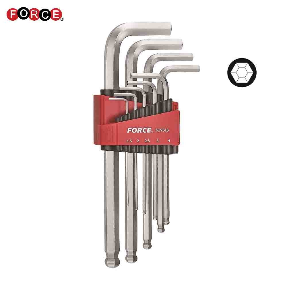 A set of Force branded hex keys in sizes 1.5, 2, 2.5, 3, 4, 5, 6, and 8mm, displayed on a red plastic holder.