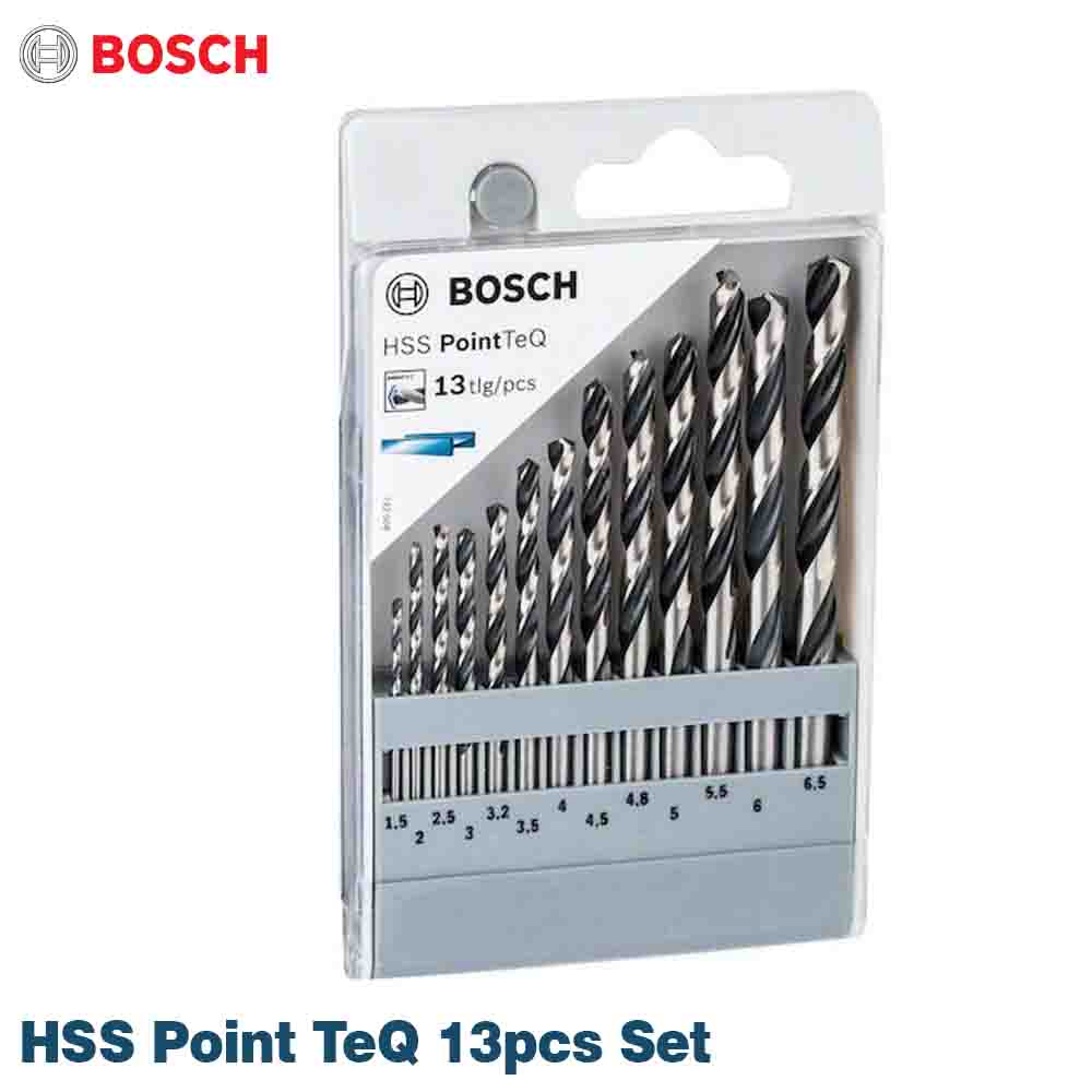 Bosch HSS Point TeQ drill bit set packaging on a white background