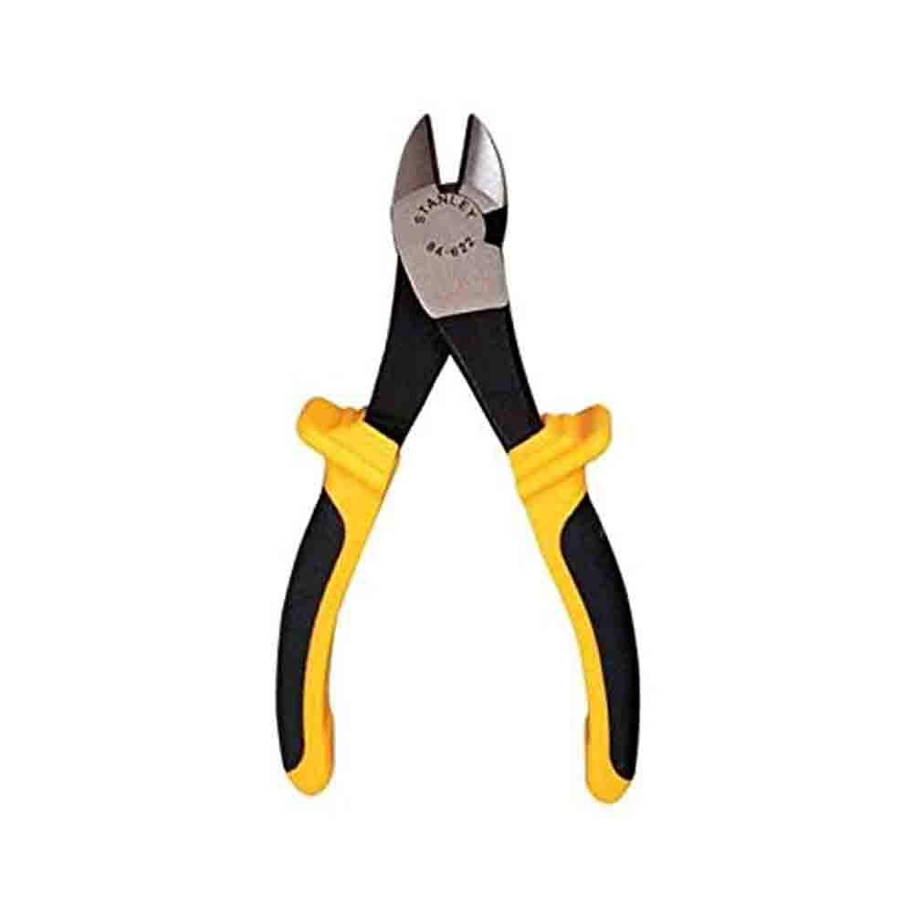 Stanley 6 inch diagonal cutting plier with black and yellow handles.