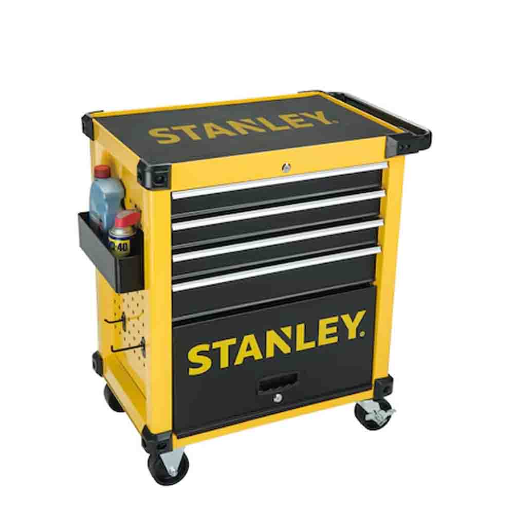 STANLEY® 27" ROLLER CABINET - 4‑Drawer | Lockable Wheels & Side Shelf