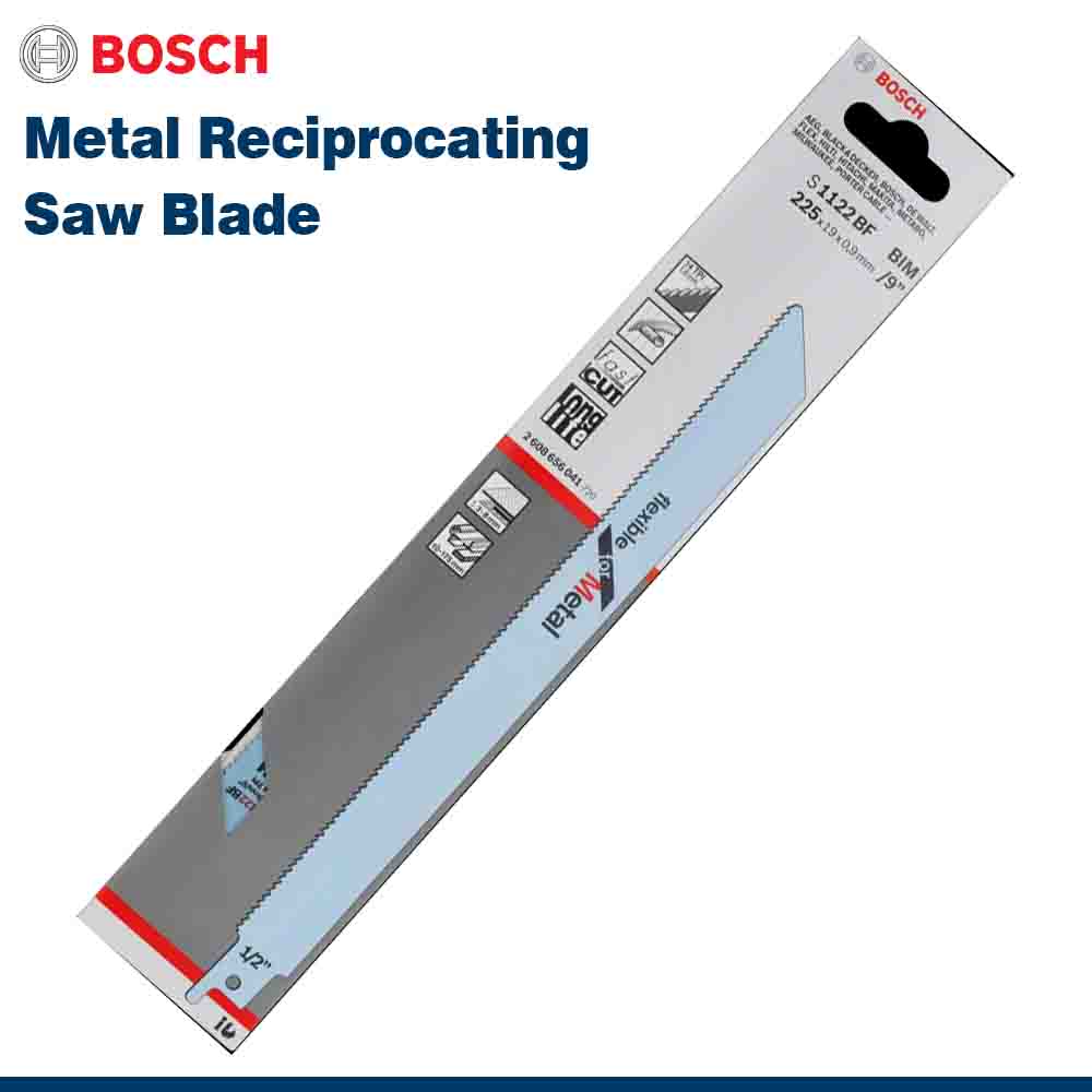 Bosch metal reciprocating saw blade packaging on a white background