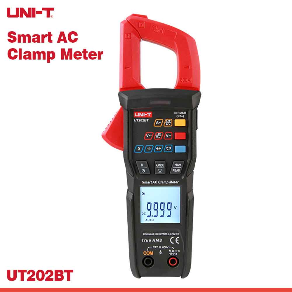 Smart AC Clamp Meter 600A True RMS Bluetooth 9999 Counts CAT III 600V