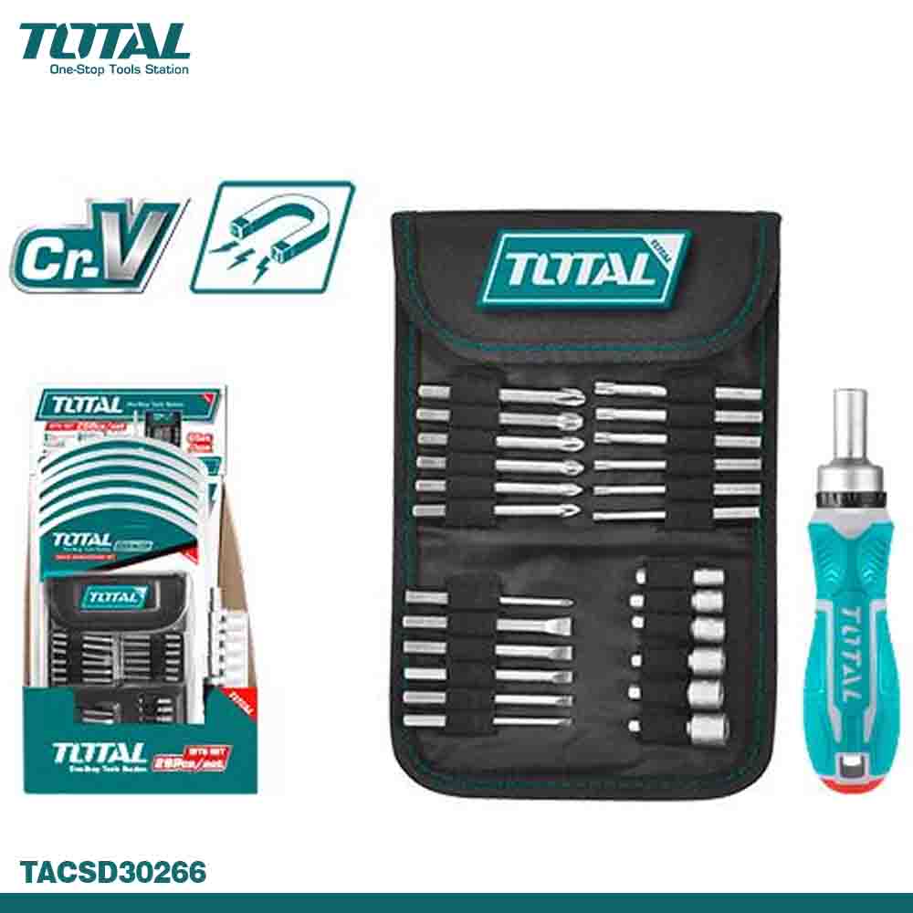 TOTAL 26PCS Ratchet Screwdriver Bit Set