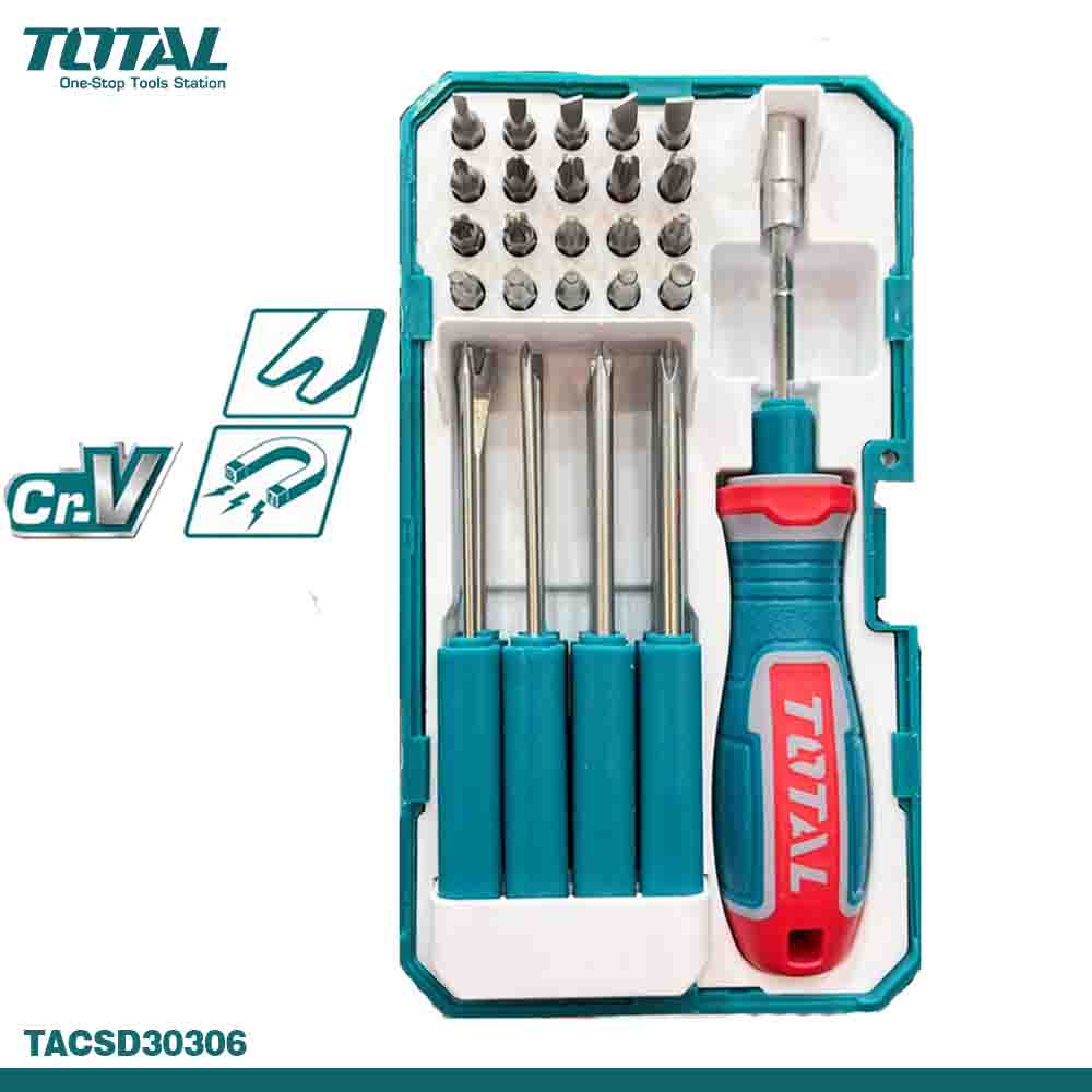 TOTAL Versatile 30PCS Screwdriver & Bits Set