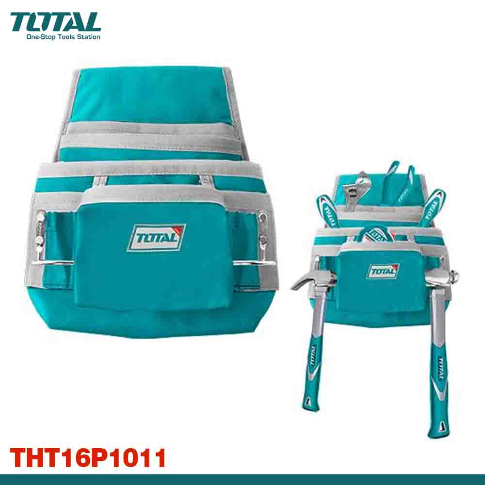 TOTAL Heavy-Duty Tool Pouch with 10 Pockets & Hammer Holders
