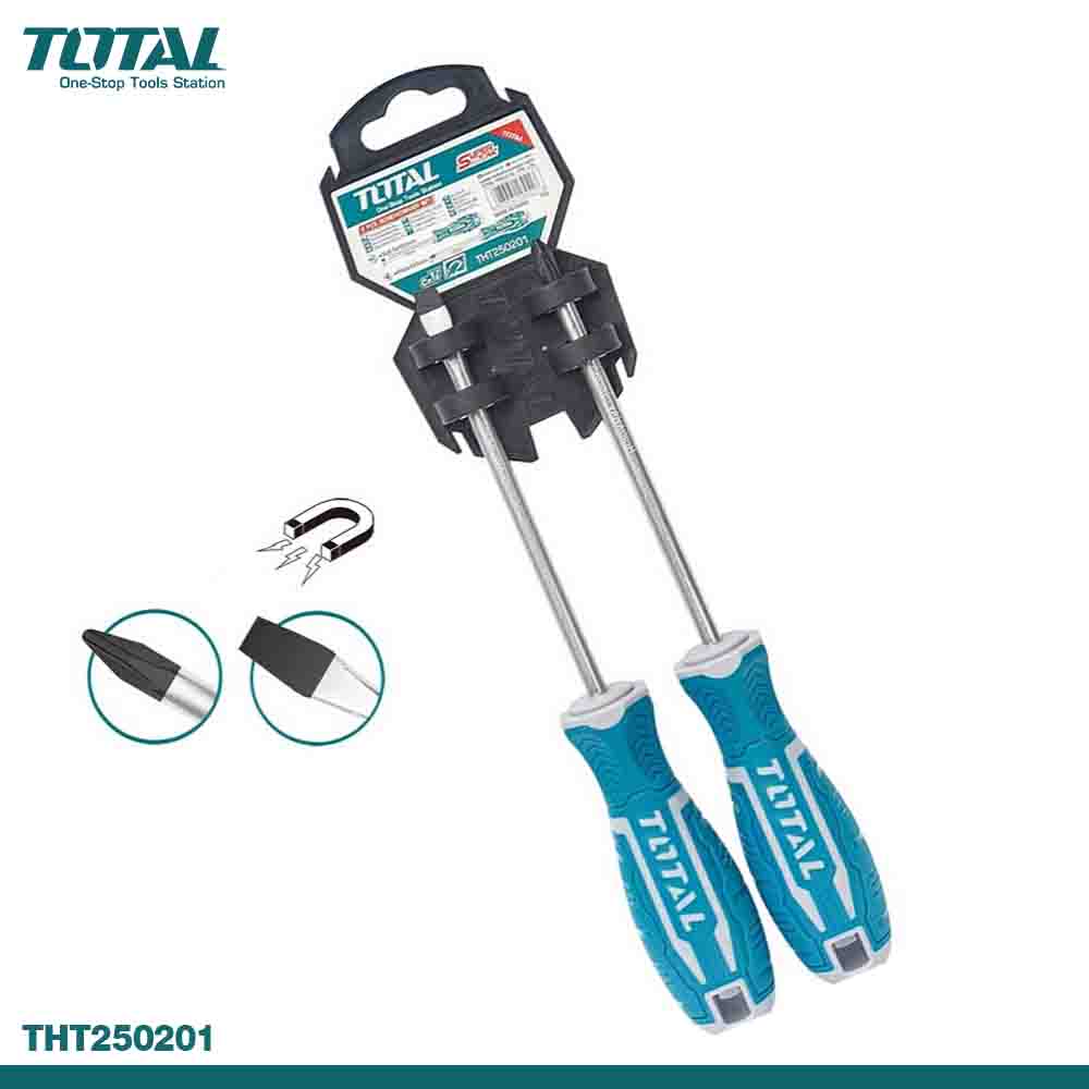 TOTAL 2PCS Screwdrivers Set - 2 Color Grip