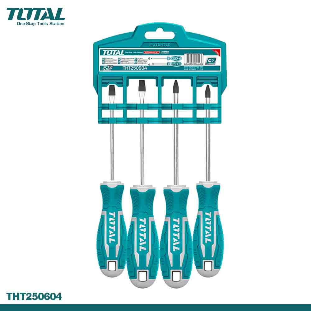 TOTAL 4PCS Phillips & Flathead Screwdrivers Set