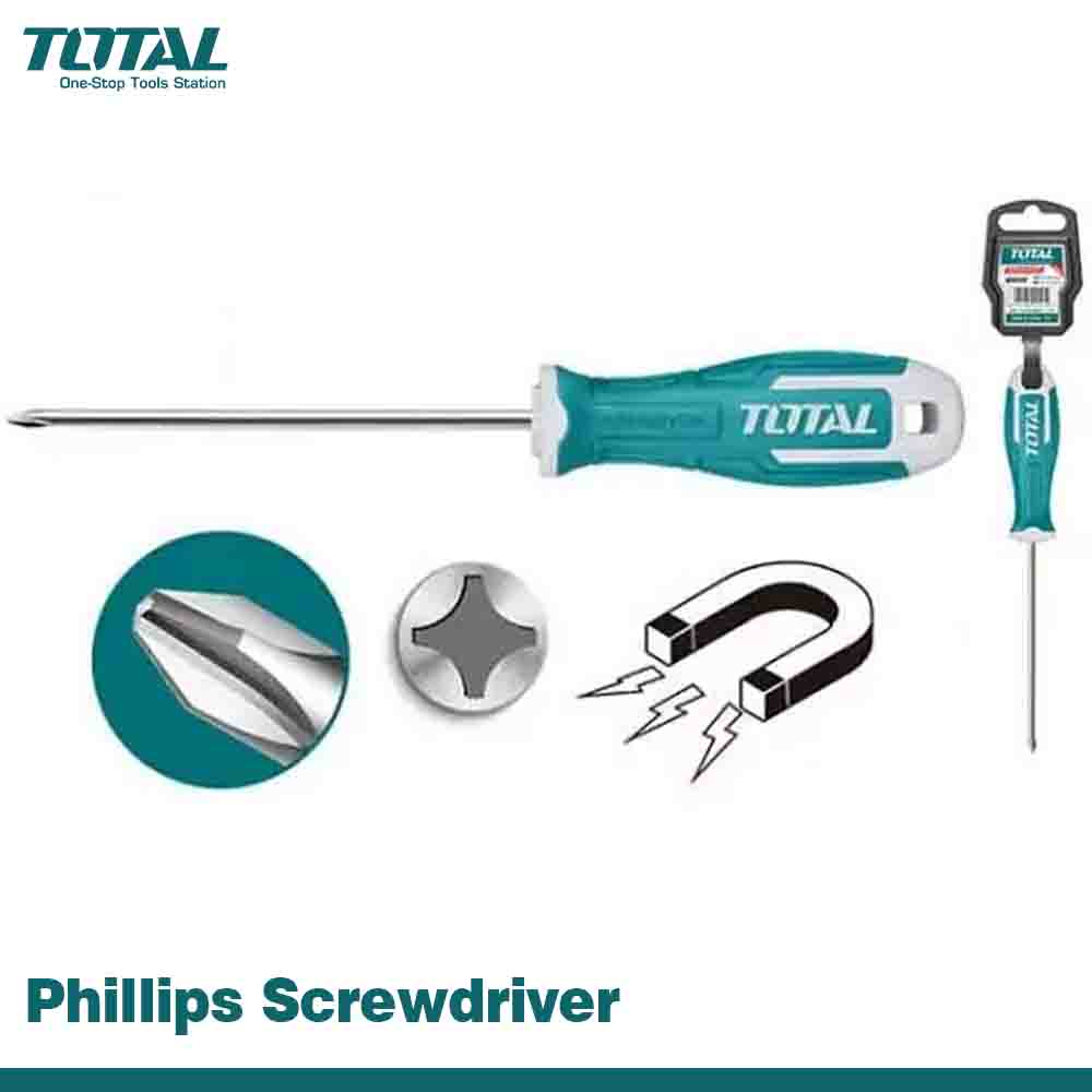 TOTAL Magnetic Phillips Screwdriver - Two Color Ergonomic Grip
