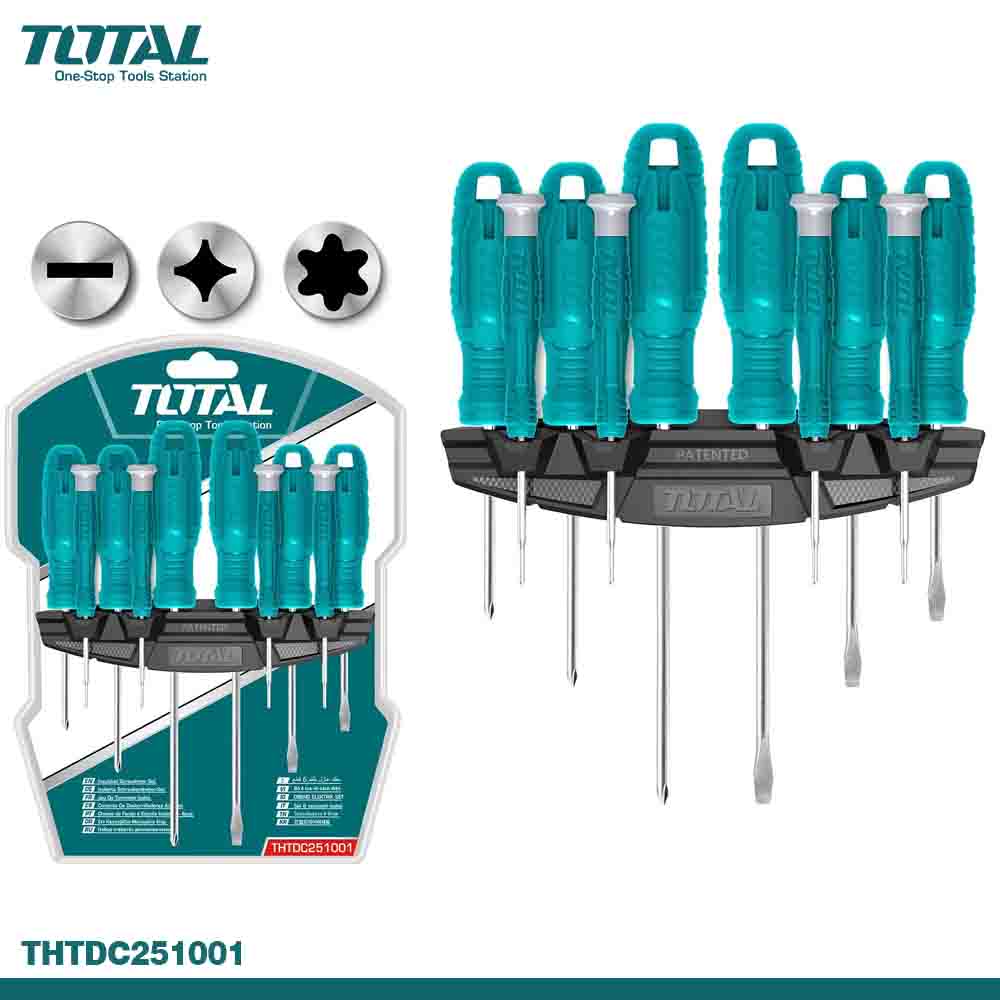 TOTAL 10PCS Screwdriver & Precision Set - Multi-Purpose Usage