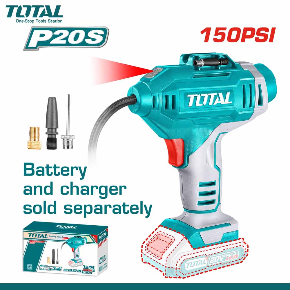 TOTAL TACLI2001 Portable Air Compressor 20V Cordless Tire Inflator