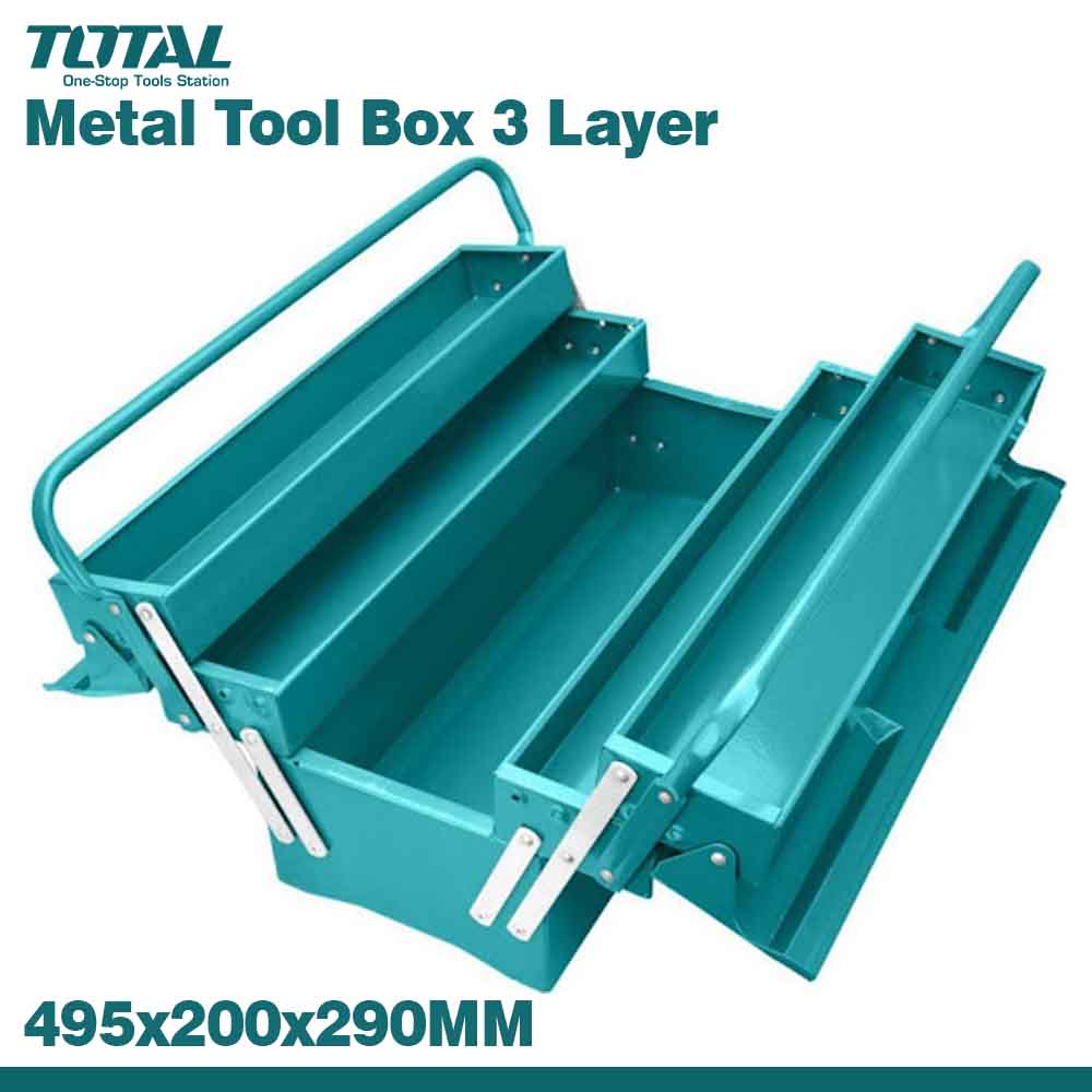 TOTAL 3 Tier Steel Tool Box THT10701 for Workshop & Garage Use