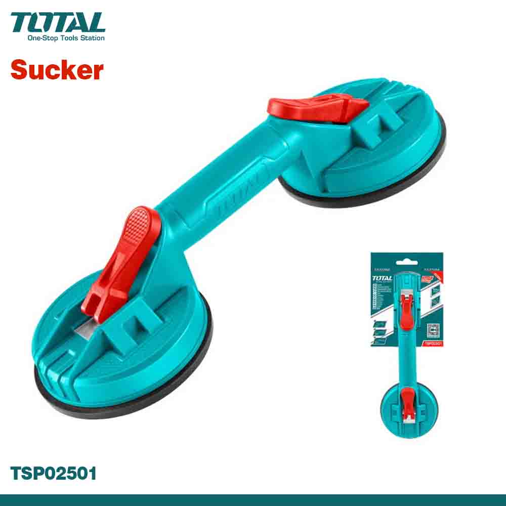 A heavy-duty suction cup lifter with a blue handle and black cups, designed for lifting 50KG.