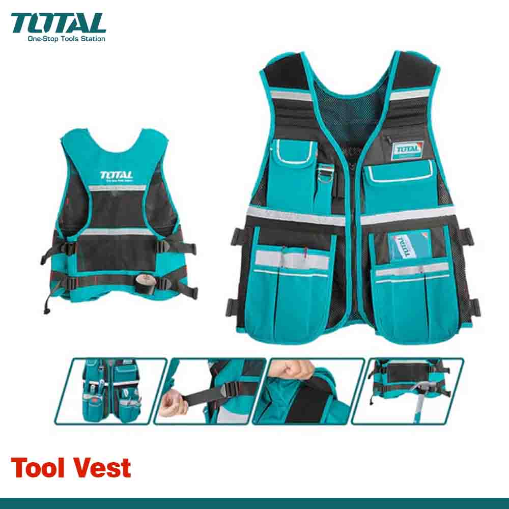 TOTAL Multi-Pocket Tool Vest with Shoulder Straps & Waist Adjustment