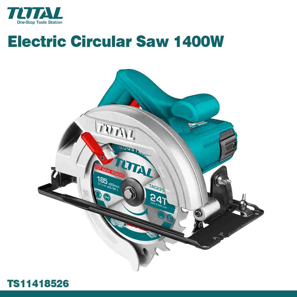 Total brand electric circular saw 1400W on a white background