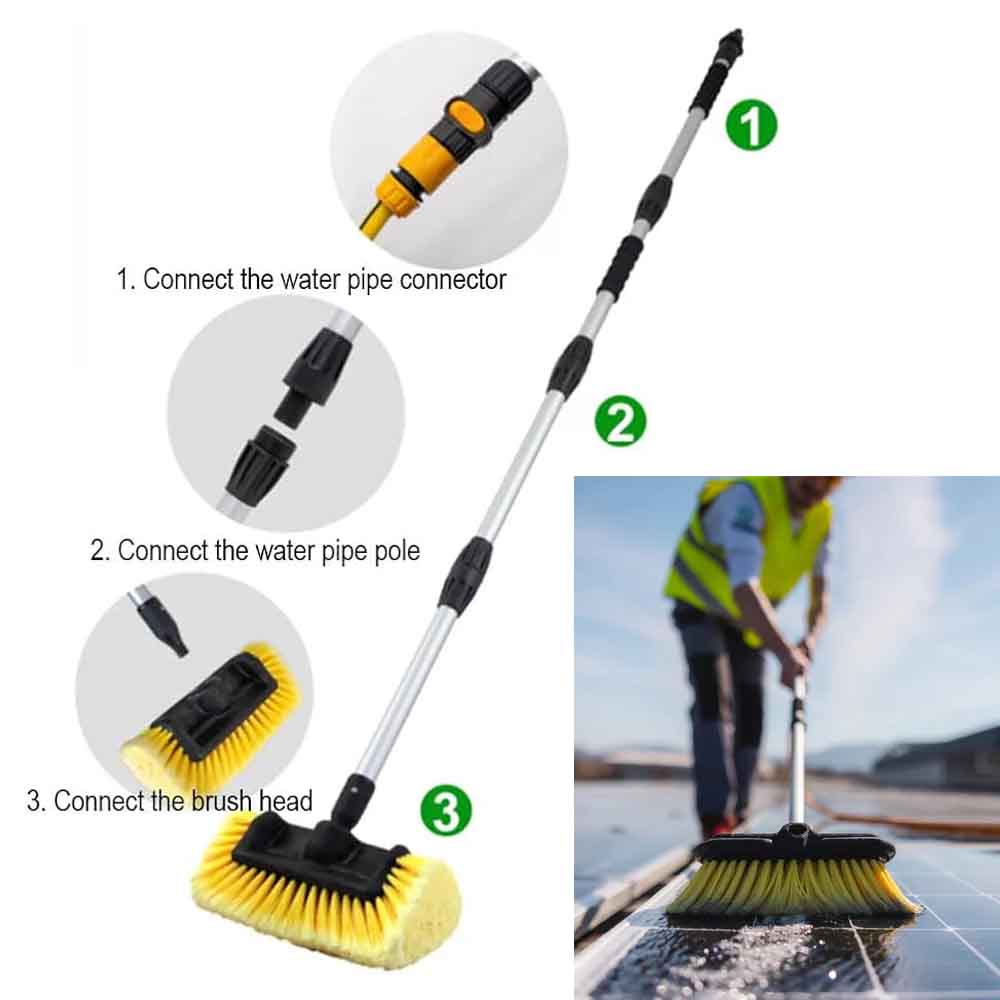 Solar Cleaning Pole Brush | Water-Fed Cleaning System