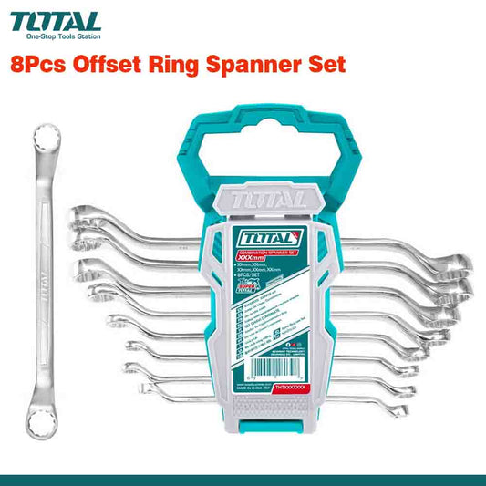 TOTAL High-Quality 8PCS Offset Ring Spanner Set