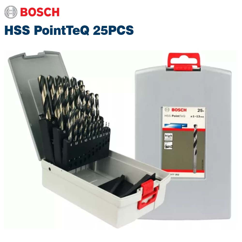 Bosch HSS PointTeQ 25PCS Metal Drill Bit Set Dia 1-13MM