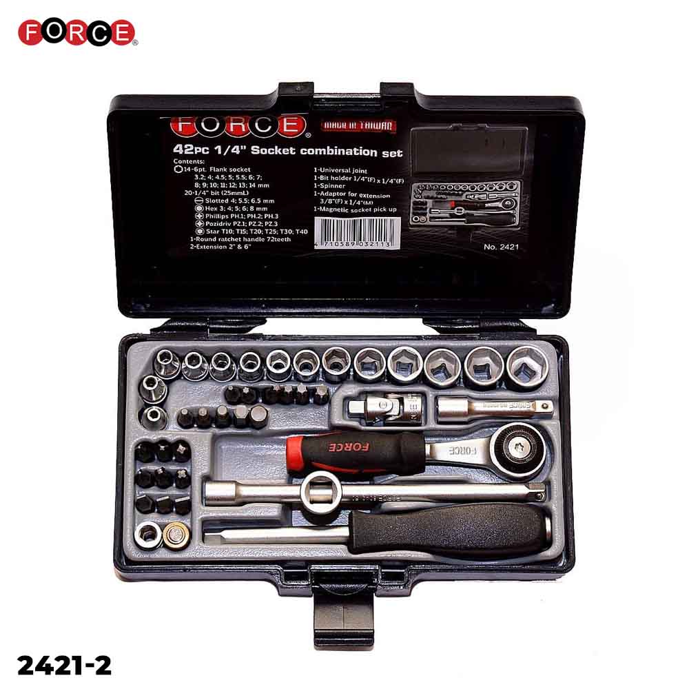 Force 42Pcs 1/4" Socket Combination Set