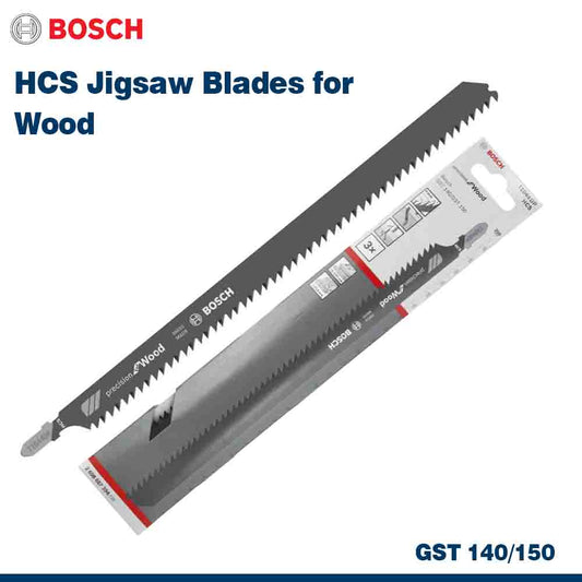 Bosch HCS jigsaw blades for wood with packaging on a white background