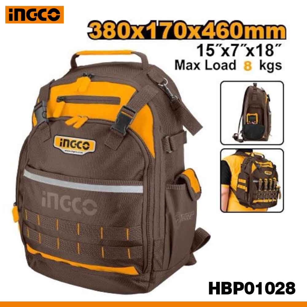 INGCO HBP01028 Tool Storage Backpack with Rigid Frame Pakistan