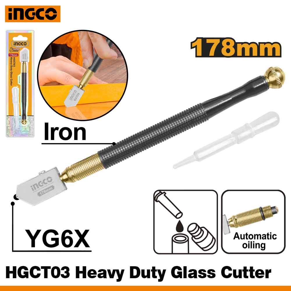 Glass Cutter HGCT03 Iron Body Oil Feed Cutter 178mm