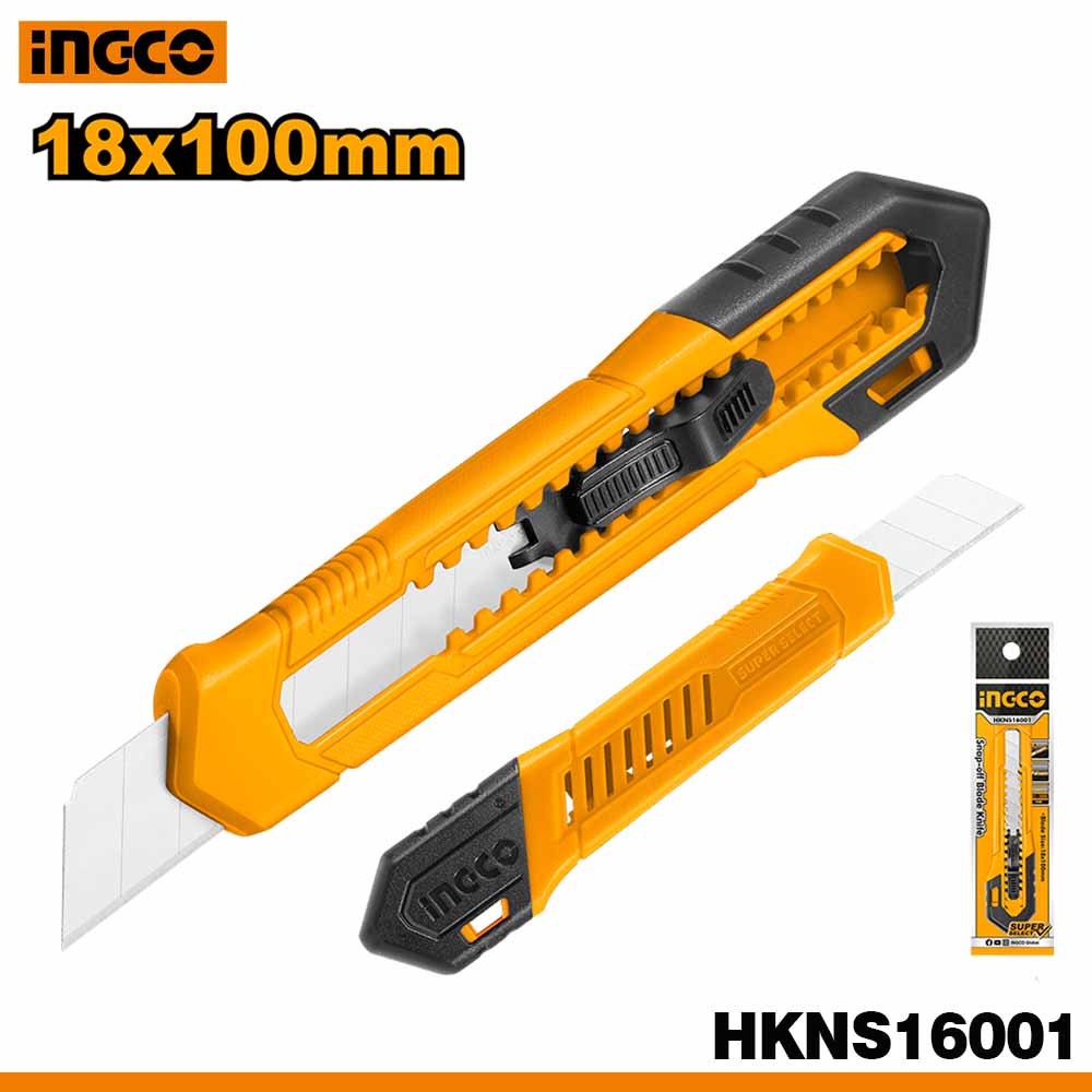 INGCO HKNS16001 Heavy Duty Utility Knife with 18mm Snap-Off Blade