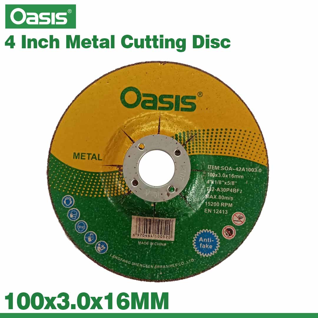 Oasis 4 Inch Steel Cutting Disc 100x3.0x16mm Heavy Duty Abrasive Cutting Wheel