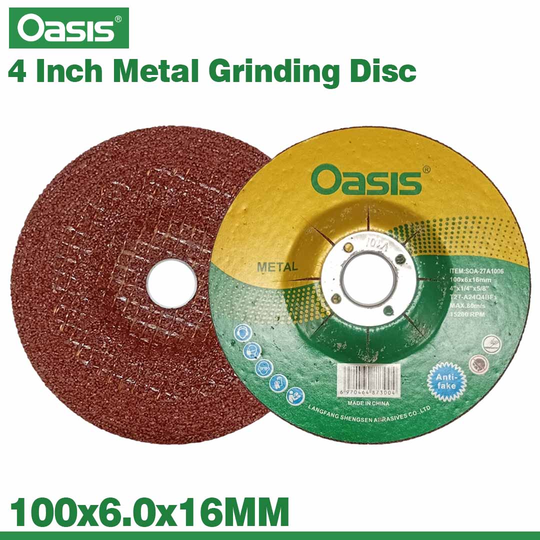 Oasis 4 Inch Metal Grinding Disc 100x6x16mm Heavy Duty Abrasive Wheel