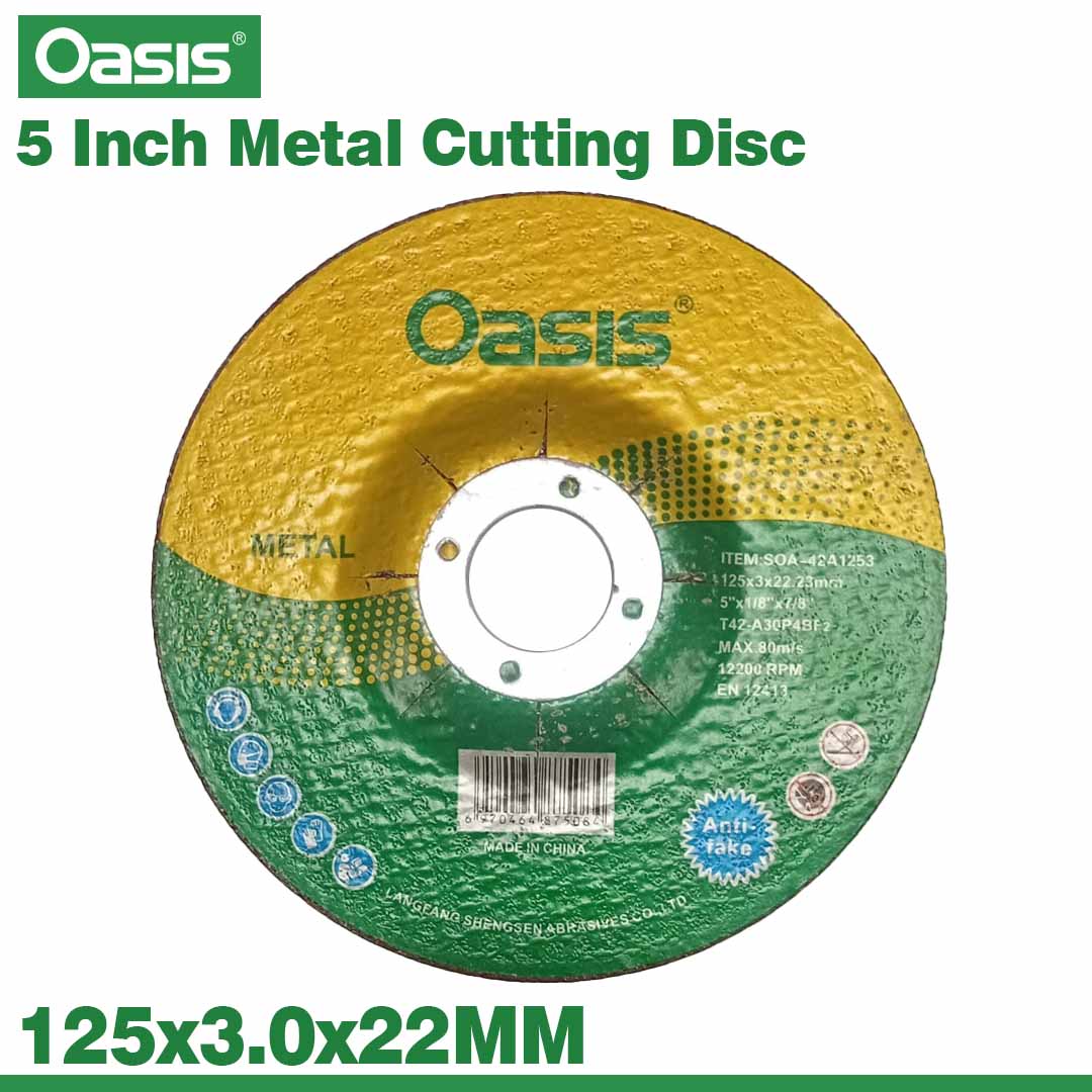 Oasis 5 Inch Steel Cutting Disc 125x3.0x22.23mm Heavy Duty Abrasive Cutting Wheel