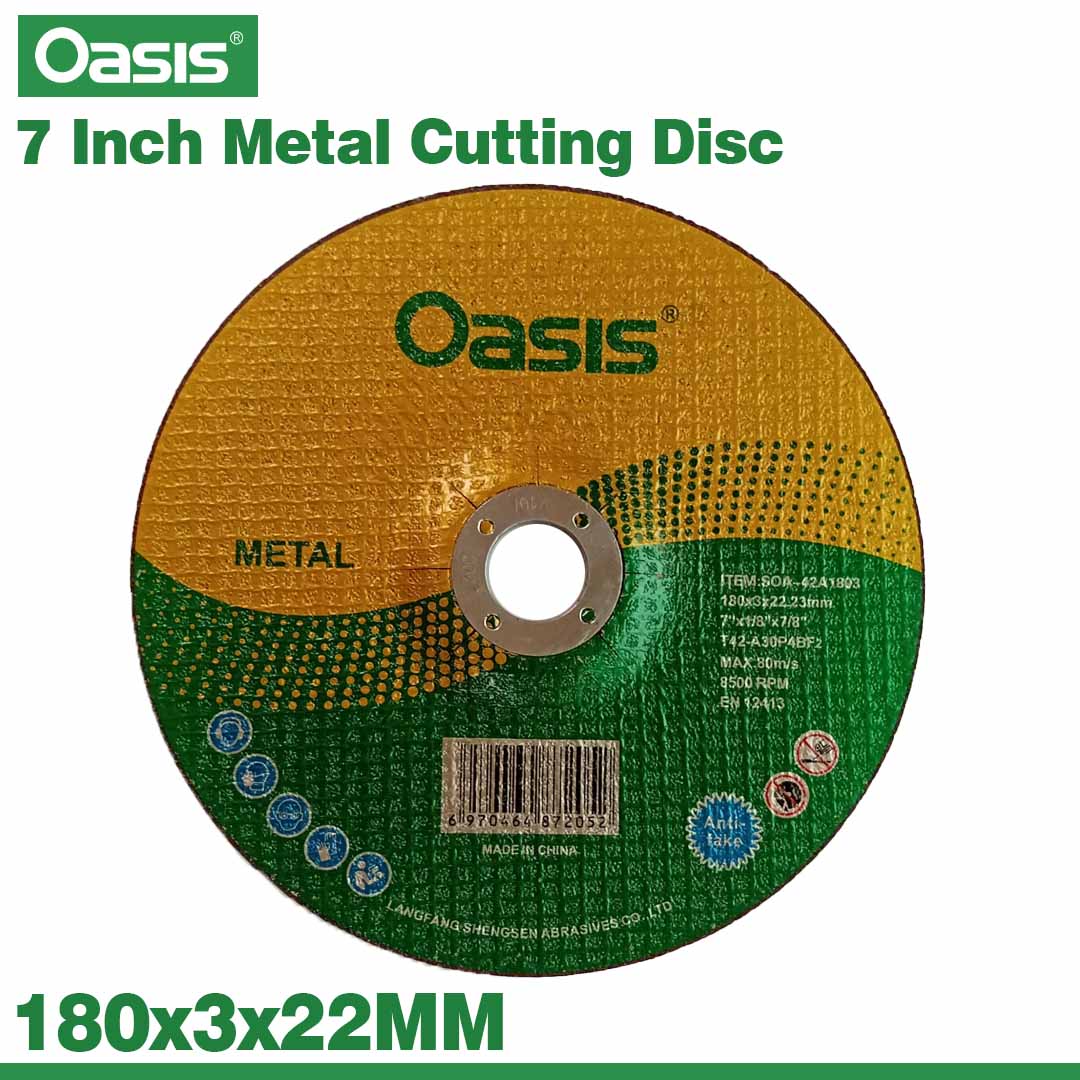 Oasis 7 Inch Steel Cutting Disc 180x3x22.23mm Heavy Duty Abrasive Cutting Wheel