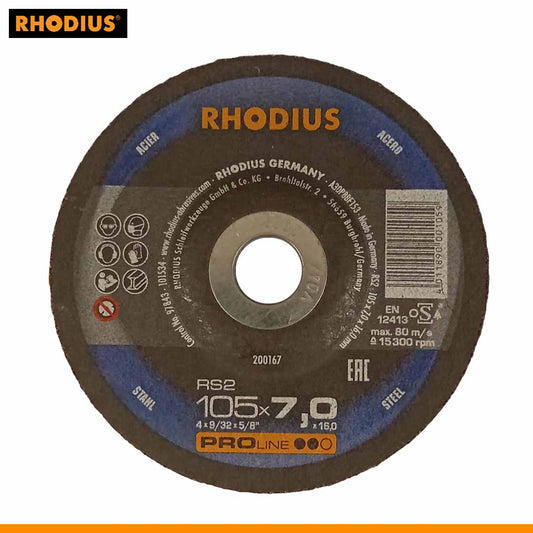 Original Rhodius Proline 105 x 7.0 x 16mm Grinding Disc for Industrial Metal Work
