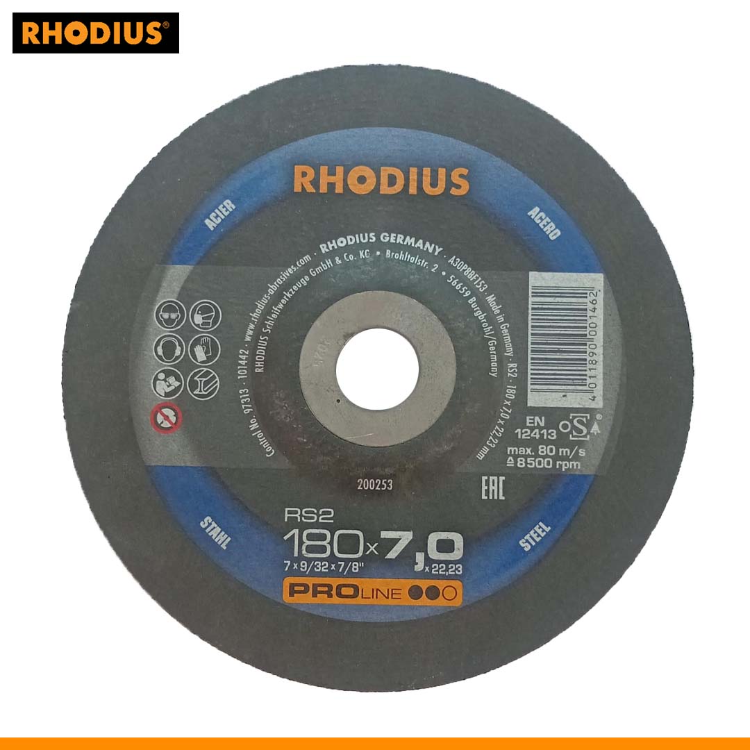 Rhodius Proline 180mm Grinding Wheel 7 Inch Abrasive Disc for Steel & Metal