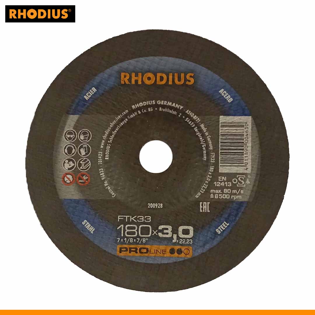 Rhodius 7 Inch Metal & Steel Cutting Wheel 180 x 3.0 x 22.23mm