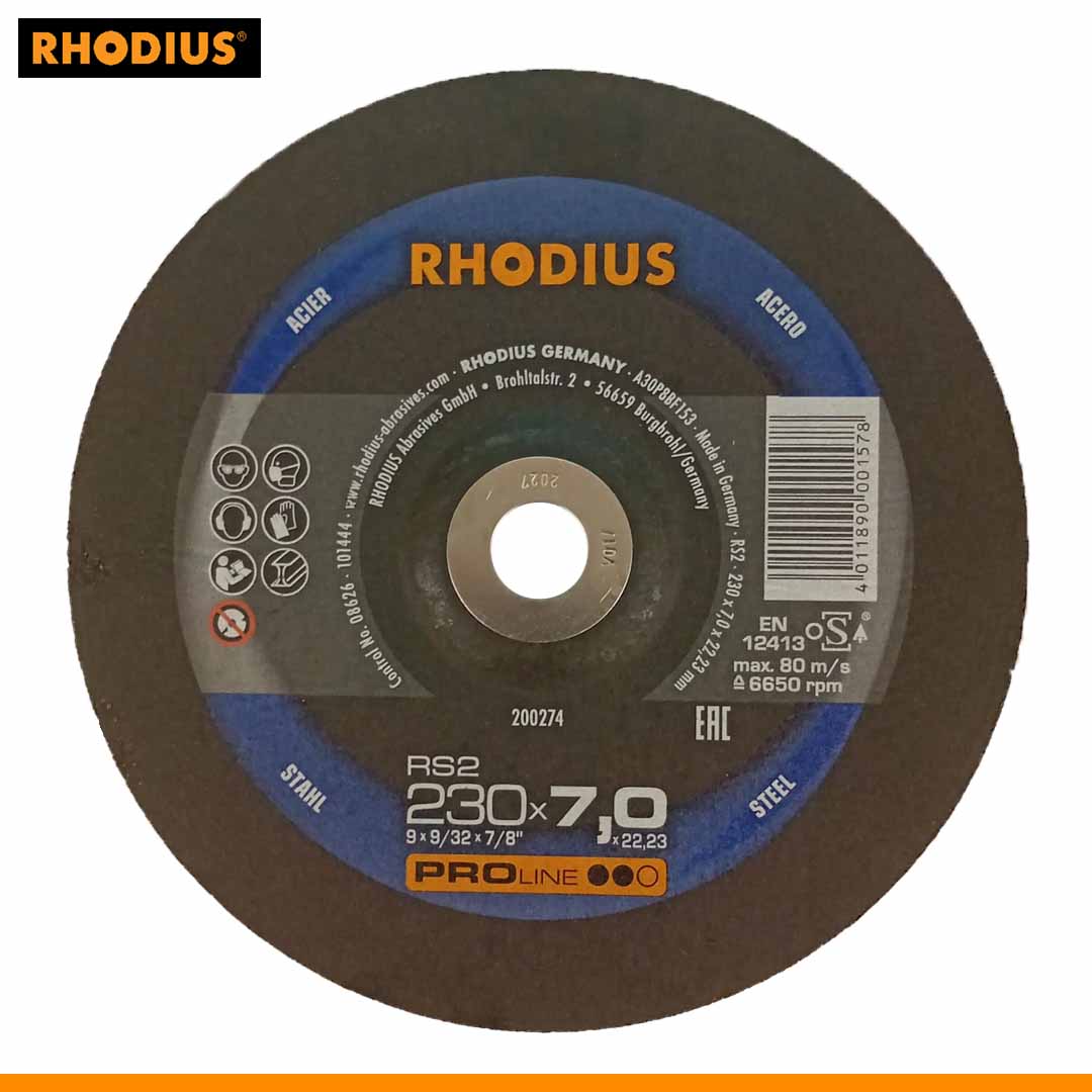 Original Rhodius RS2 Proline Grinding Disc 230mm for Industrial Metal Grinding