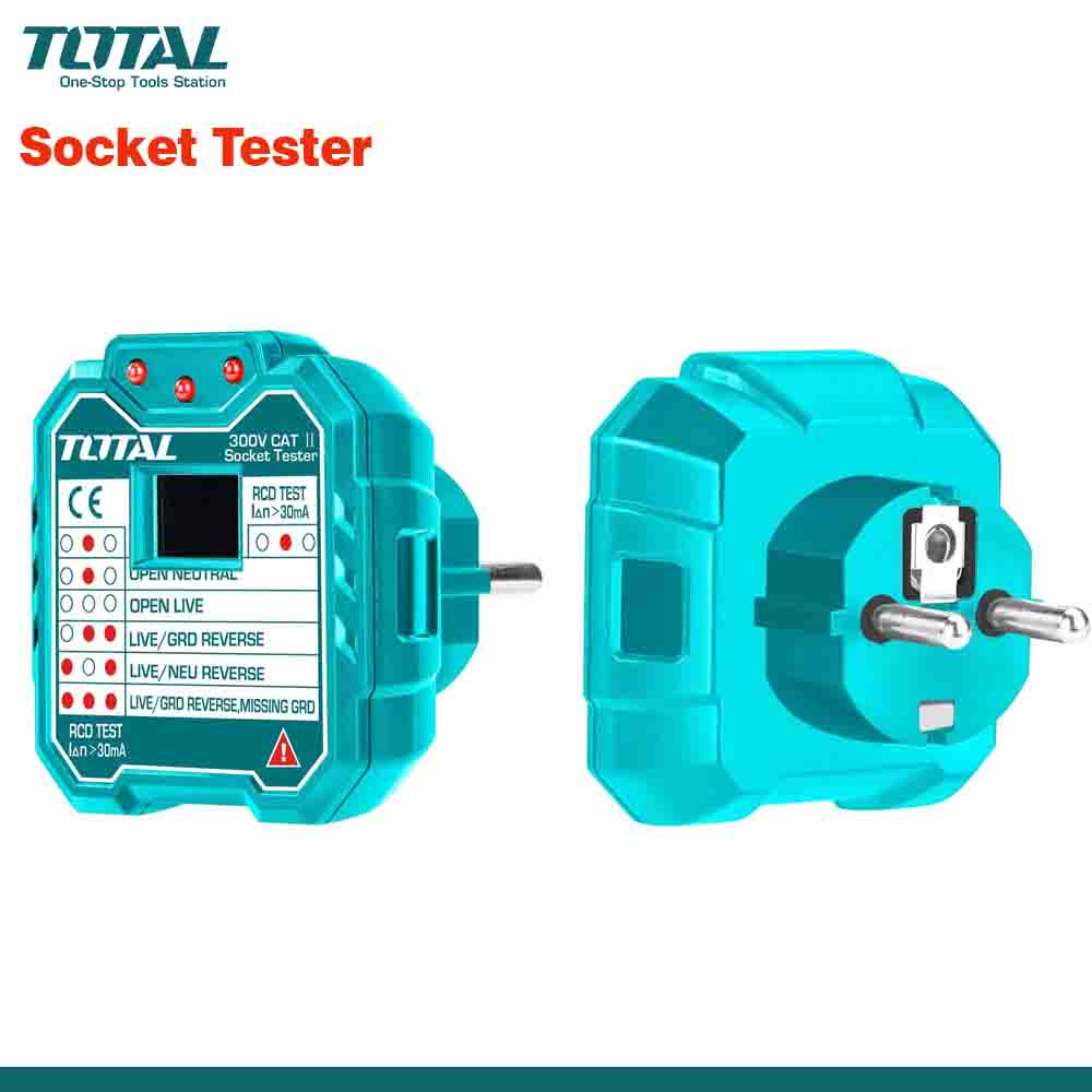 TOTAL Multi-Function VDE Plug Tester with Safety Feedback