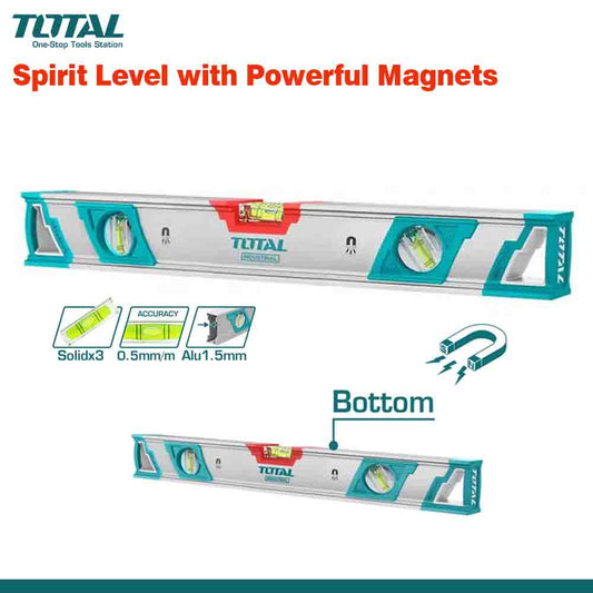 TOTAL Heavy-Duty Aluminum Magnetic Spirit Level