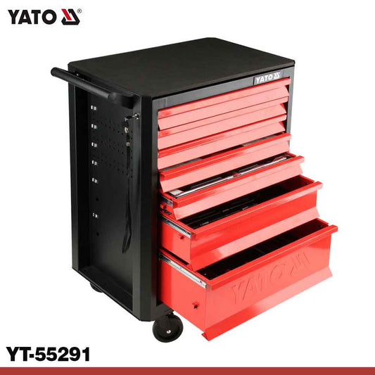 YATO 7-Drawer Steel Tools Trolley with 211 Pcs - Auto Repair Tools Cabinet