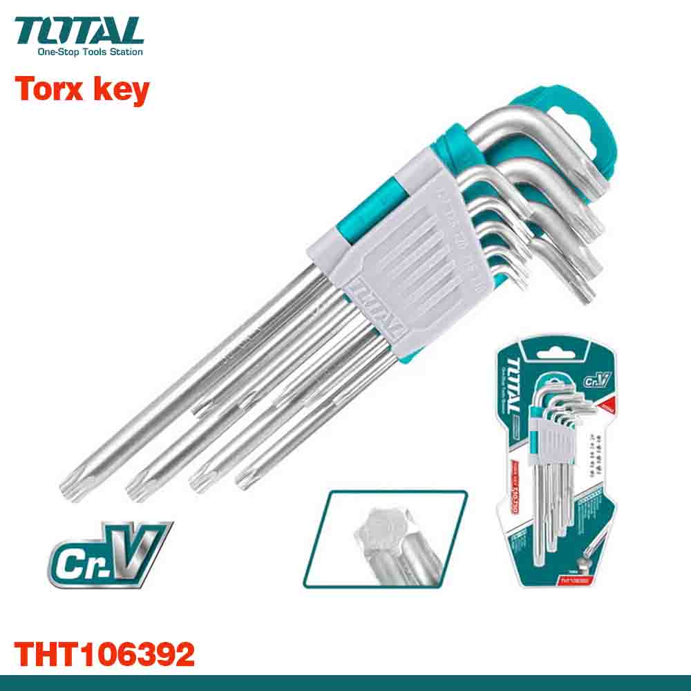 TOTAL Heavy-Duty 9PCS Torx Key Set - CR-V Steel