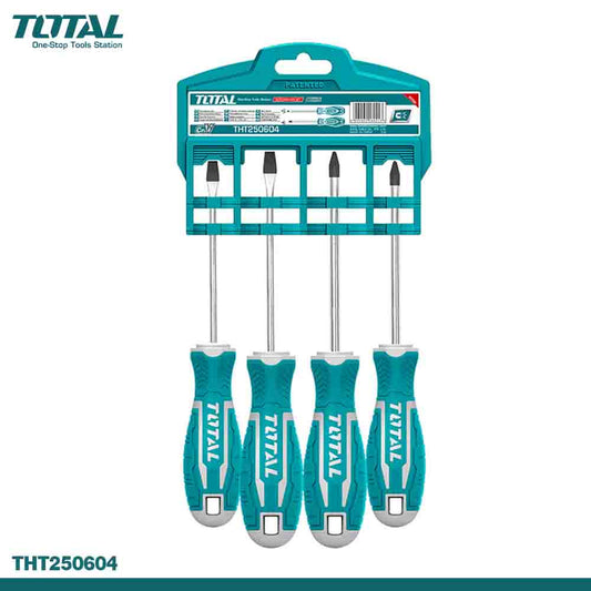 TOTAL 4PCS Phillips & Flathead Screwdrivers Set