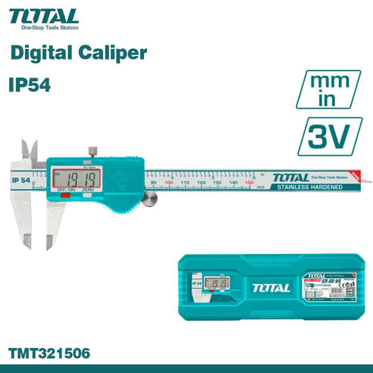 TOTAL Digital Vernier Caliper Stainless Hardened (3V Battery)